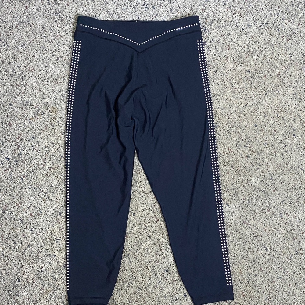 Adam Selman Sport Black Leggings with Silver Studs Sz XL